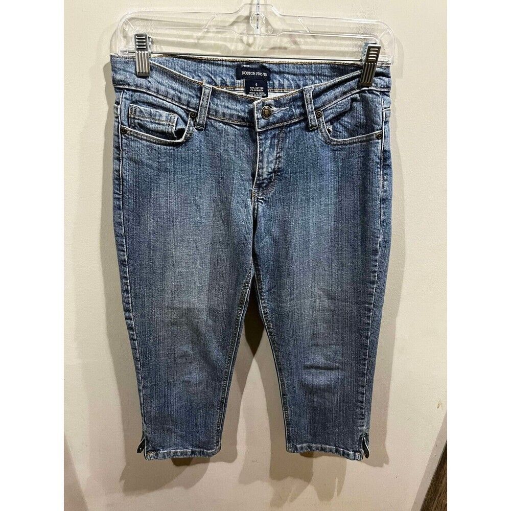Boston Proper Jeans Womens Size 4 Blue Low Rise Straight Capri Denim Cottagecore